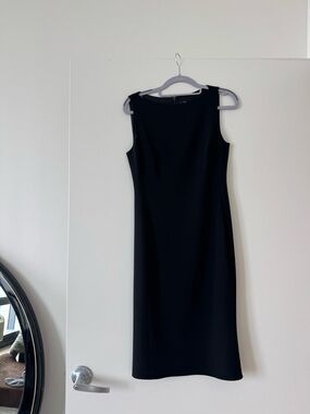 Theory Black Sleeveless Midi Sheath Dress